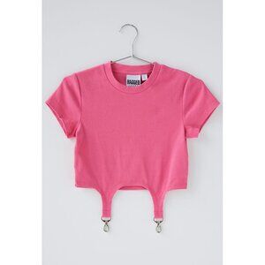 The Ragged Priest | Pink Ribbed Suspender Tee